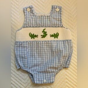 Velani smocked gingham bubble 3-6mos